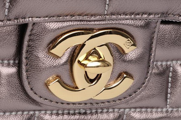 7A Replica Chanel CC Logo Lambskin Leather Flap Bags 002 Silver Grey